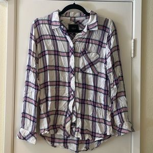Rails pink & navy button up flannel - size small